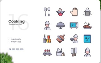 16 Cooking Icon Color Set