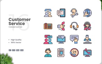 16 Customer Service Icon Color Set
