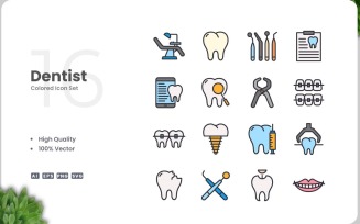 16 Dentist Icon Color Set