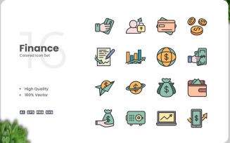 16 Finance Icon Color Set