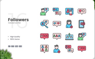 16 Followers Icon Color Set