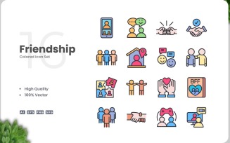 16 Friendship Icon Color Set
