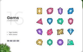 16 Gems Icon Color Collection