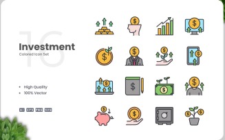 16 Investment Icon Color Set