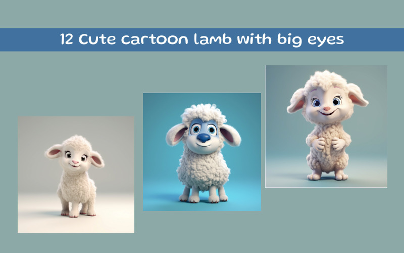 Cute cartoon lamb with big eyes Illustration