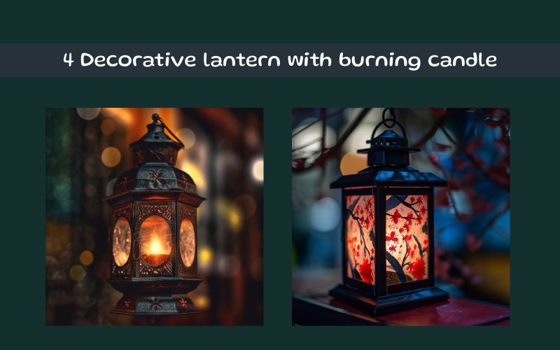 Decorative lantern with burning candle Background