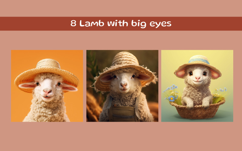 Lamb with big eyes AI image Illustration