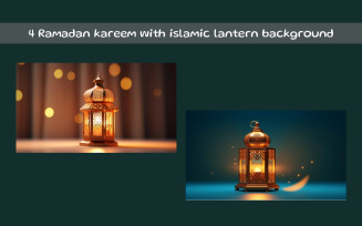 Ramadan kareem with islamic lantern background AI image