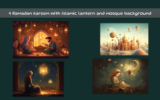 Ramadan kareem with islamic lantern background