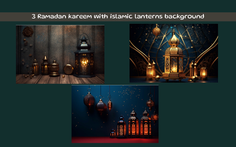 Ramadan kareem with islamic lanterns background Background