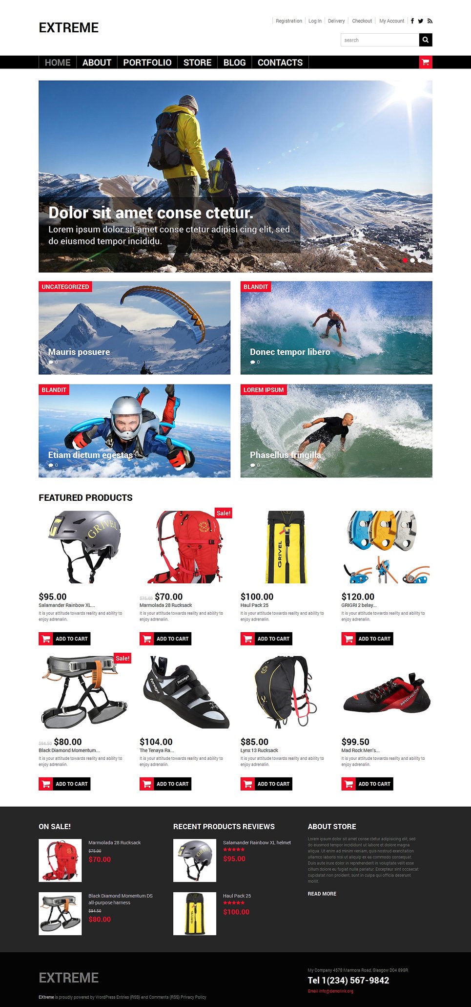 Extreme Sports Shop WooCommerce Theme New Screenshots BIG