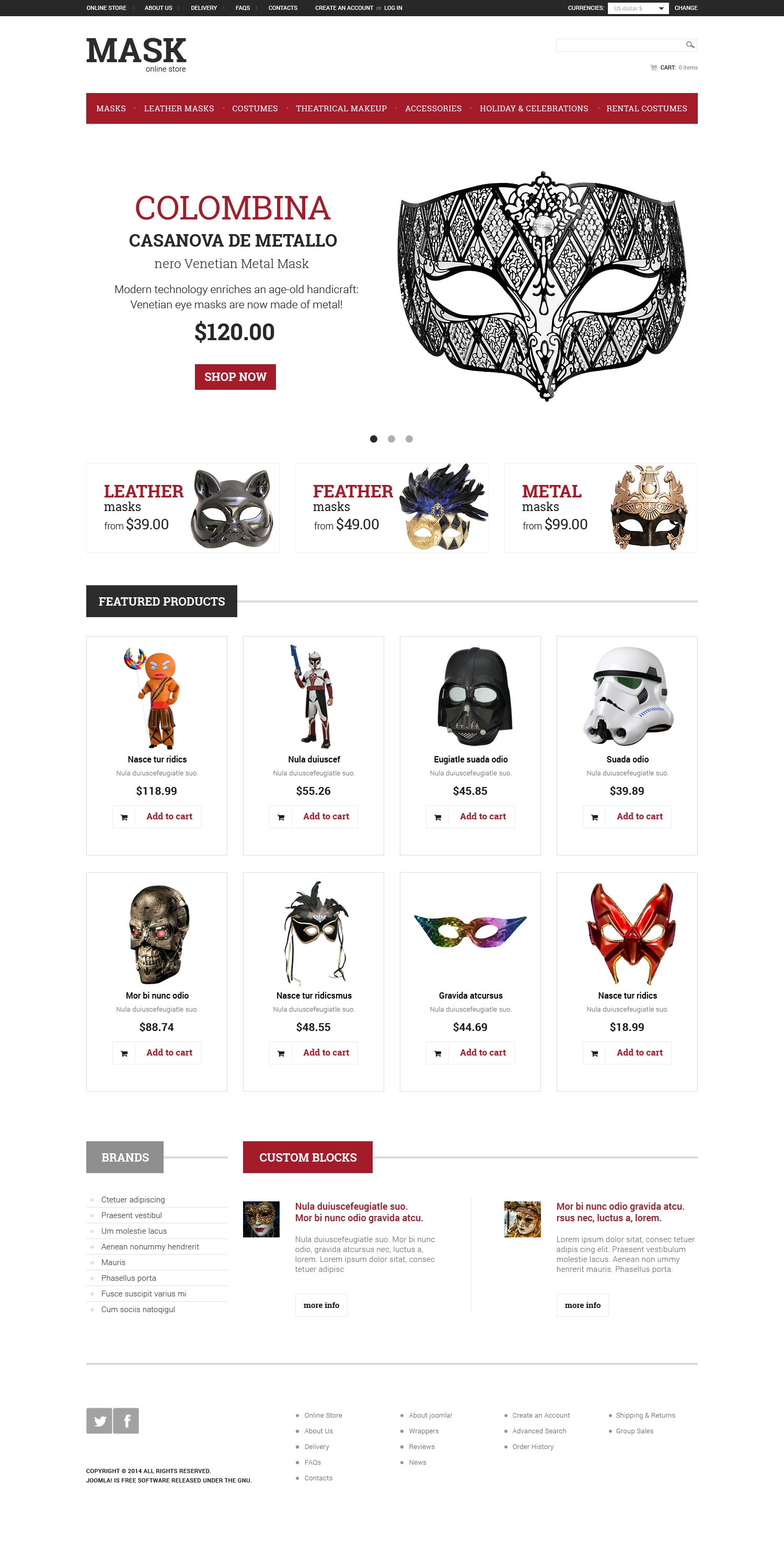 masquerade mask virtuemart template 50125