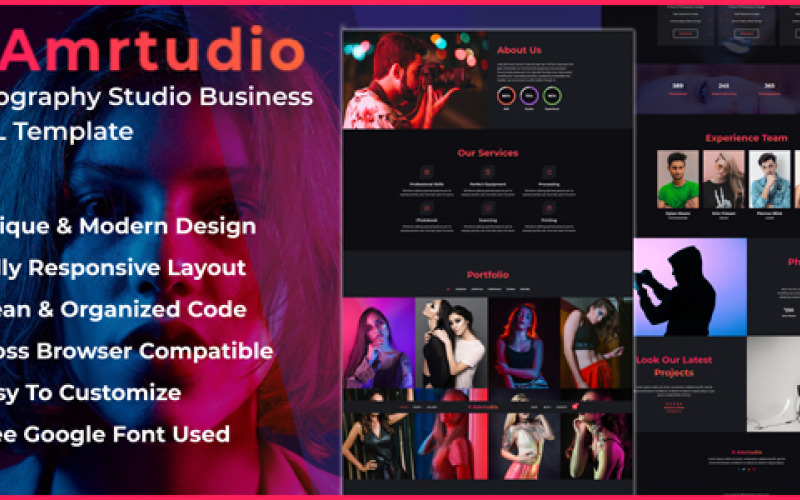 Amrtudio – Photography Studio Business HTML Template Website Template