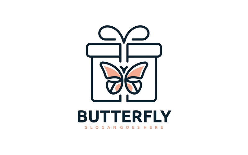 Butterfly Gift Logo, Gift Logo Logo Template