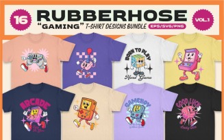 Rubberhose Gaming T-shirt Designs Bundle Vol. 1