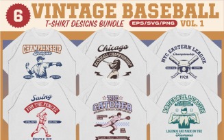 Vintage Baseball T-shirt Designs Bundle Vol. 1