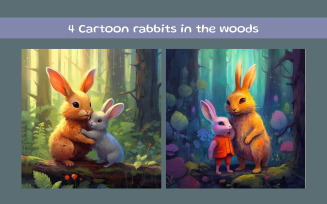Cartoon rabbits in the woods