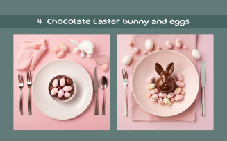 Chocolate Easter bunny and eggs