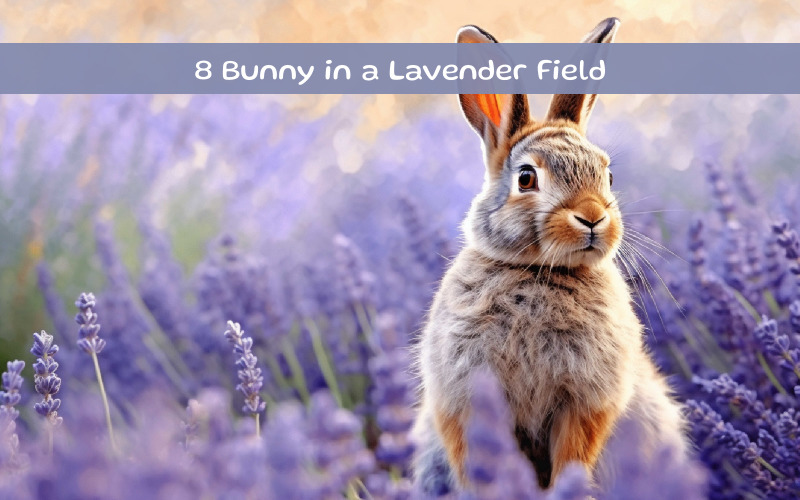 Easter Bunny in a Lavender Field Background