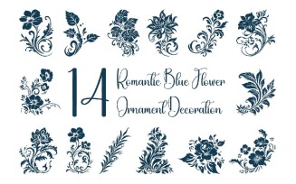 14 Romantic Blue Flower Ornament Decoration