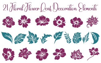 21 Floral Flower Leaf Decoration Elements