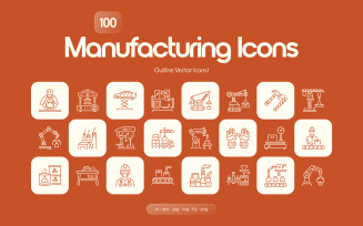 Modern Manufacturing Icon Set