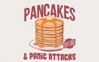 Pancakes and Panic Attacks PNG, Funny Retro Sublimation, Vintage Style T-Shirt Design, Mental