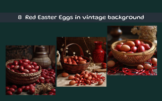 Red Easter Eggs in vintage background
