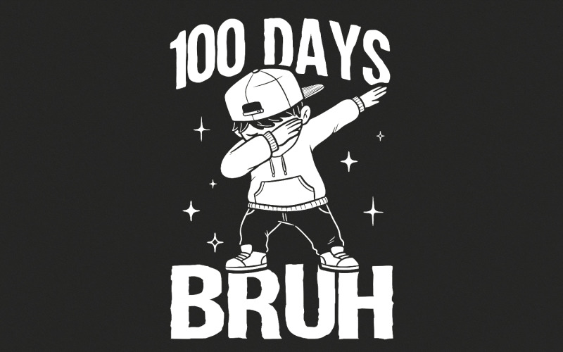 Retro 100 Days Bruh Png, Funny School Design, 100th Day Png, Teacher Png, Bruh 100 Days Png, Illustration