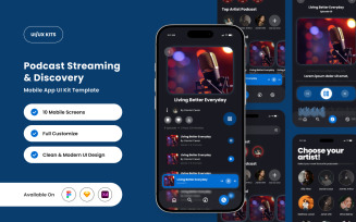Wavepod - Minimalist Podcast Streaming App UI Kit