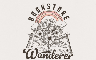 Bookstore Wanderer PNG, Cute Trendy Bookish Artsy Design, Book Lover Digital Download, Bookish