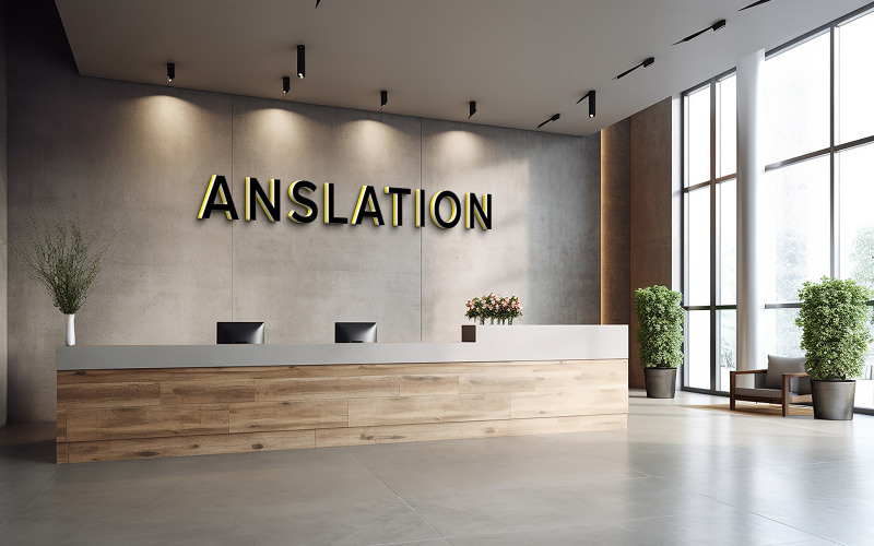Hotel reception 3d logo mockup Product Mockup