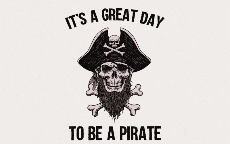 It's a Great Day to Be a Pirate png, Pirate Mascot School Spirit, Pirate Boy Girl png, School Illustration