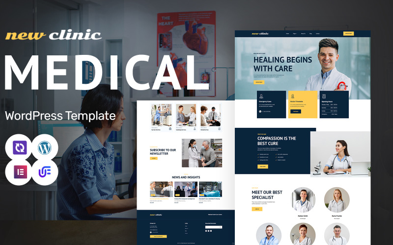 New Clinic - Medical And Health Services WordPress Elementor Theme WordPress Theme