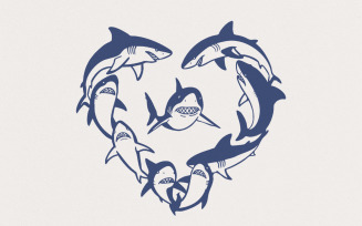 Ocean Theme Heart Shark PNG, Shark Clipart Design, Valentine Digital Download, DIY Holiday Decor,