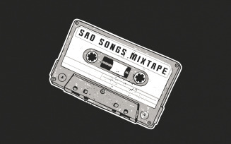 Sad Songs PNG, 90s Cassette Sticker, Nineties Cute Design, Sublimation PNG, Crybaby Playlist,