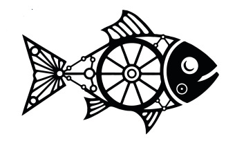 A Fish logo silhouette art illustration