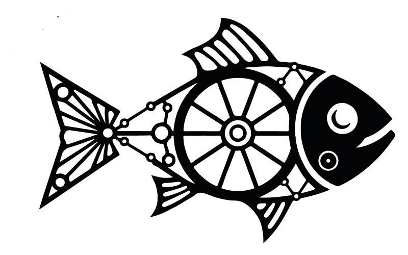 A Fish logo silhouette art illustration Illustration