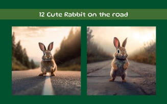 Cute Rabbit on the road AI image