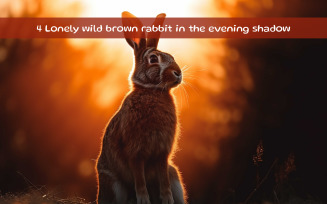 Lonely wild brown rabbit in the evening shadow