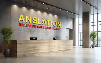 Office counter 3d logo mockup indoor wall