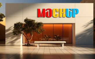 Photorealistic 3d logo mockup on wall psd free logo mockup