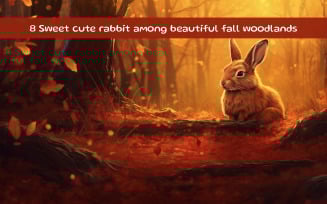 Sweet cute rabbit among beautiful fall woodlands