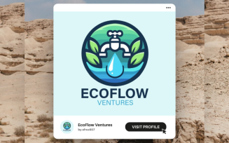 EcoFlow Ventures – Modern Water and Leaf Logo Template for Sustainable Brands