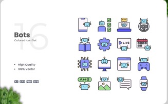16 Bots Icon Color Collection