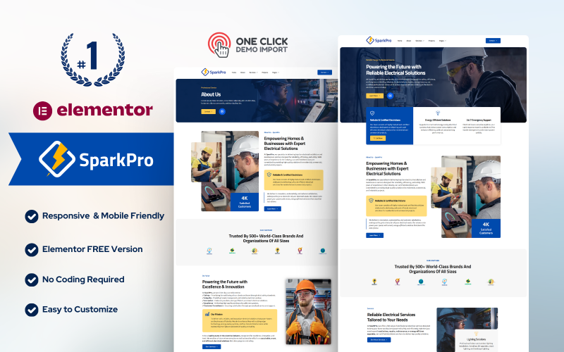 Spark Pro – Electrician & Electrical Services Elementor Template Kit Elementor Kit