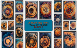 Wood Tree Rings Wall Art Poster Bundle