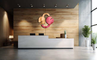 Wooden wall 3d logo mockup