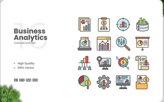 16 Business Analytics Icon Color Set