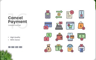 16 Cancel Payment Icon Color Set